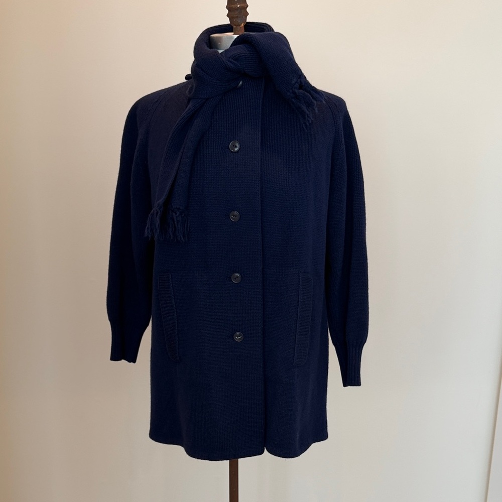 Vintage Chic Navy Coat with matching detachable Scarf.